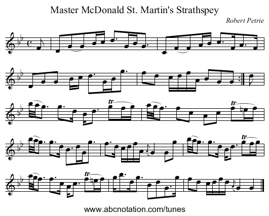 Master McDonald St. Martin's Strathspey - staff notation