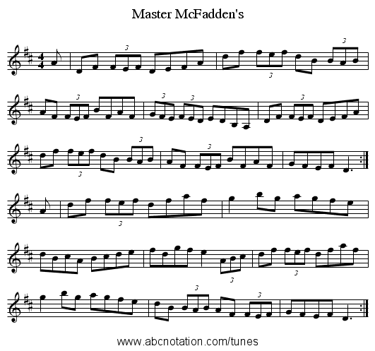Master McFadden's - staff notation