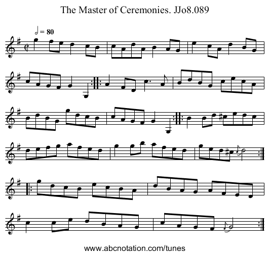 Master of Ceremonies. JJo8.089, The - staff notation