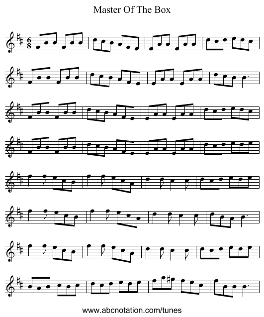 Master Of The Box - staff notation