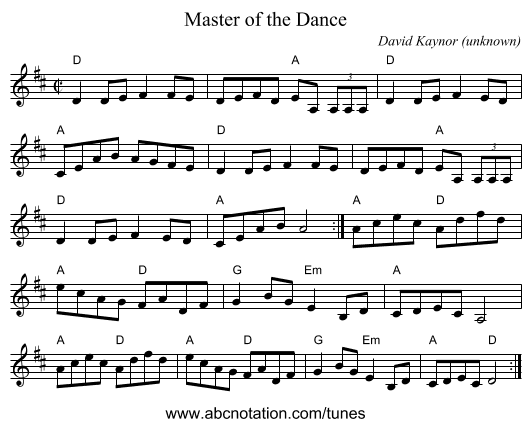 Master of the Dance - staff notation