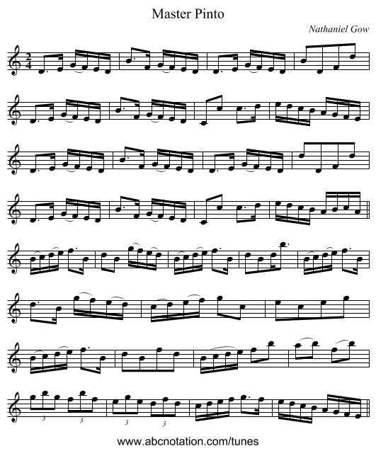 Master Pinto - staff notation