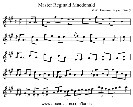 Master Reginald Macdonald - staff notation