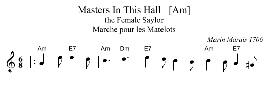 Masters In This Hall   [Am] - staff notation