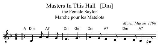 Masters In This Hall   [Dm] - staff notation
