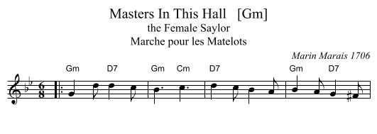 Masters In This Hall   [Gm] - staff notation