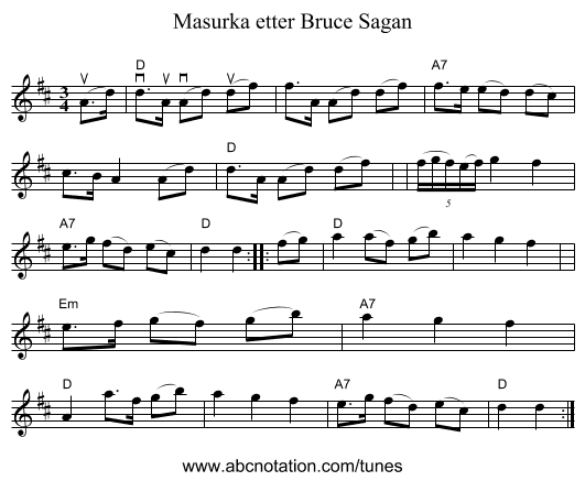 Masurka etter Bruce Sagan - staff notation