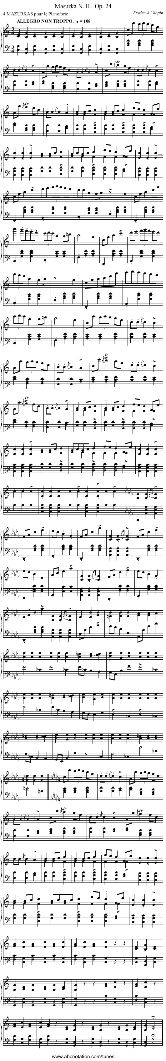 Masurka N. II.	 Op. 24 - staff notation