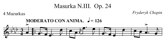 Masurka N.III.	 Op. 24 - staff notation