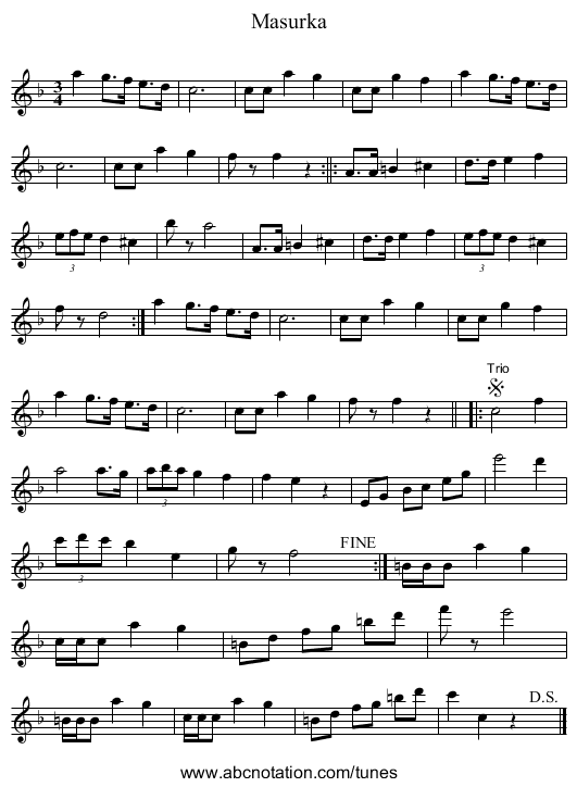 Masurka - staff notation