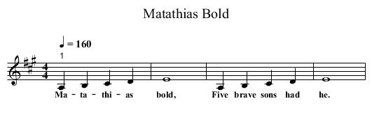 Matathias Bold - staff notation