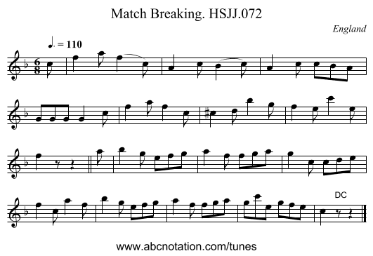 Match Breaking. HSJJ.072 - staff notation