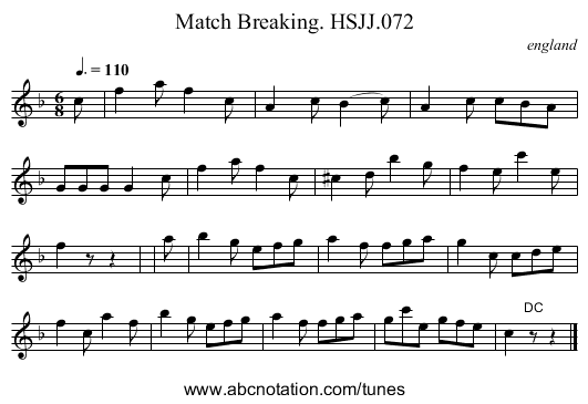 Match Breaking. HSJJ.072 - staff notation