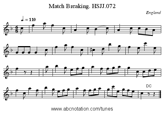 Match Breaking. HSJJ.072 - staff notation