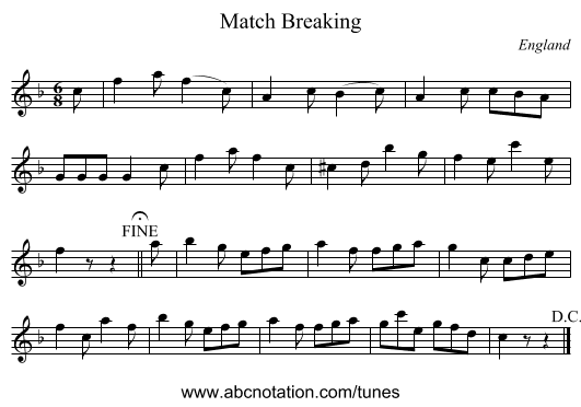 Match Breaking - staff notation