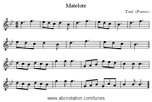 Matelote - staff notation