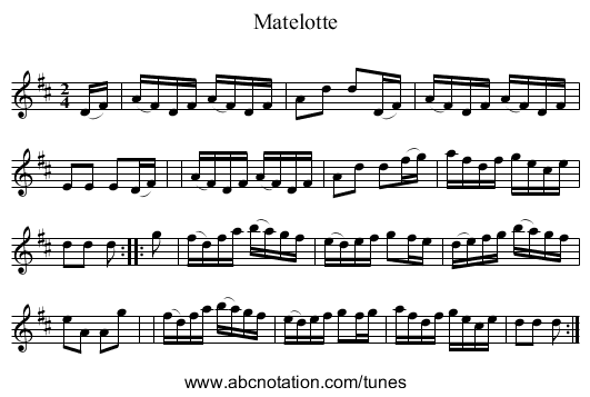 Matelotte - staff notation