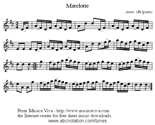 Matelotte - staff notation