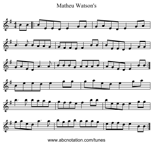 Matheu Watson's - staff notation