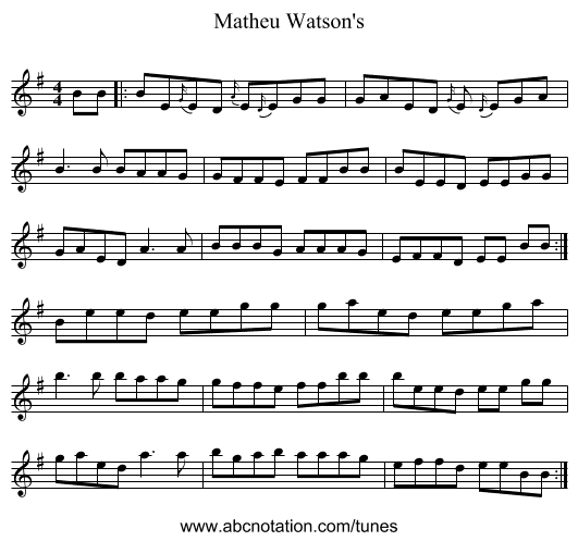 Matheu Watson's - staff notation
