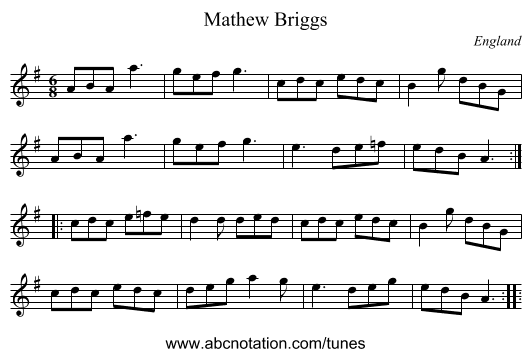 Mathew Briggs - staff notation