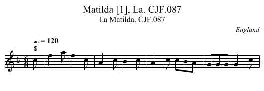 Matilda [1], La. CJF.087 - staff notation
