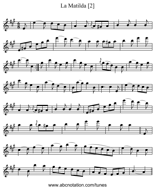 Matilda [2], La - staff notation