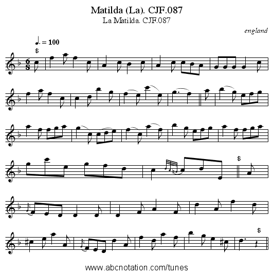Matilda (La). CJF.087 - staff notation