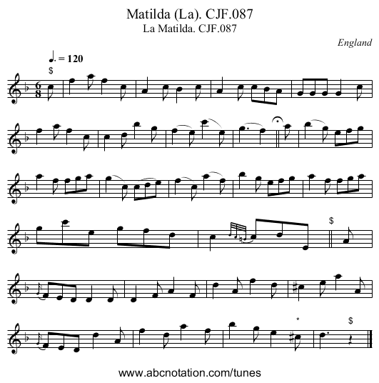 Matilda (La). CJF.087 - staff notation