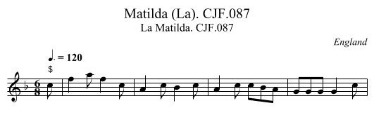 Matilda (La). CJF.087 - staff notation