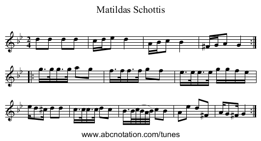 Matildas Schottis - staff notation