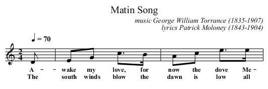 Matin Song - staff notation