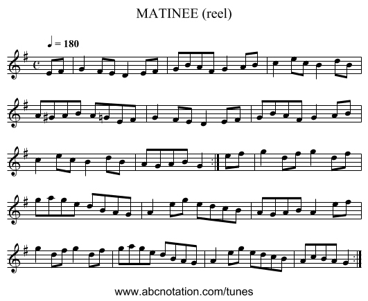MATINEE (reel) - staff notation