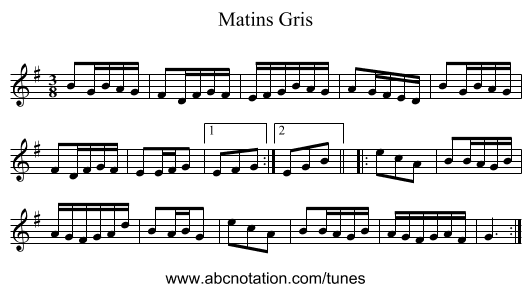 Matins Gris - staff notation