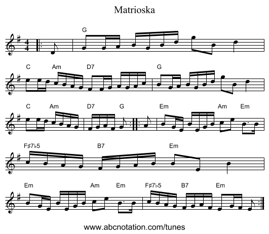 Matrioska - staff notation