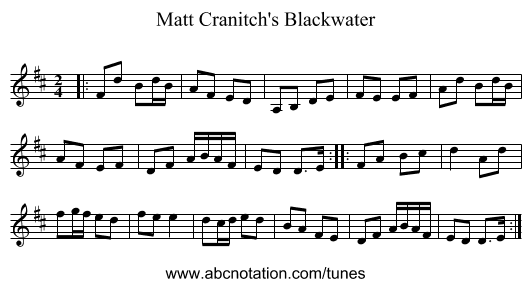 Matt Cranitch's Blackwater - staff notation