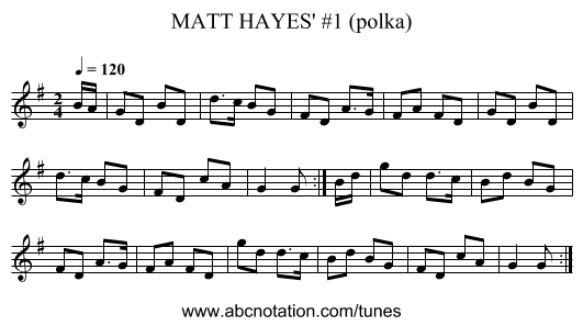 MATT HAYES' #1 (polka) - staff notation