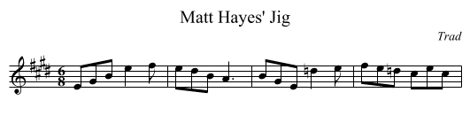 Matt Hayes' Jig - staff notation