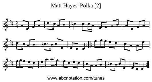 Matt Hayes' Polka [2] - staff notation