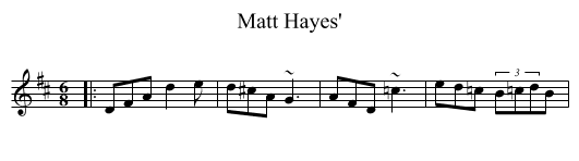 Matt Hayes' - staff notation