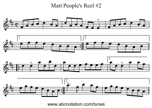 Matt People's Reel #2 - staff notation