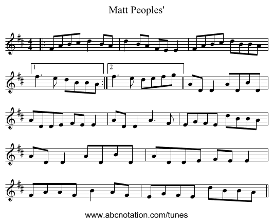 Matt Peoples' - staff notation