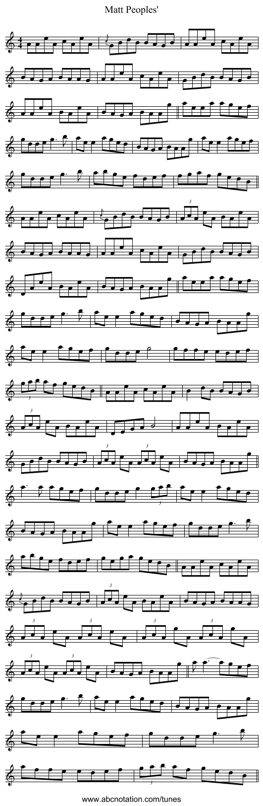 Matt Peoples' - staff notation