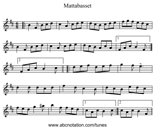 Mattabasset - staff notation