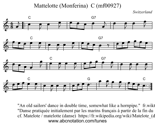 Mattelotte (Monferina)  C (mf00927) - staff notation