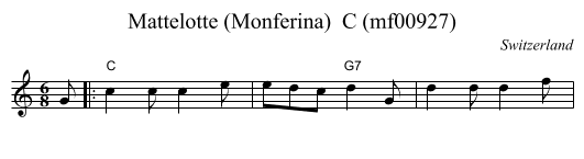 Mattelotte (Monferina)  C (mf00927) - staff notation