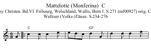 Mattelotte (Monferina)  C - staff notation