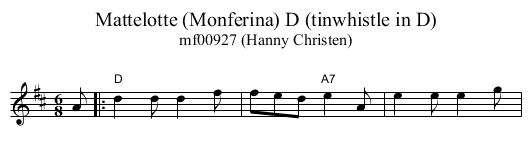 Mattelotte (Monferina) D (tinwhistle in D) - staff notation