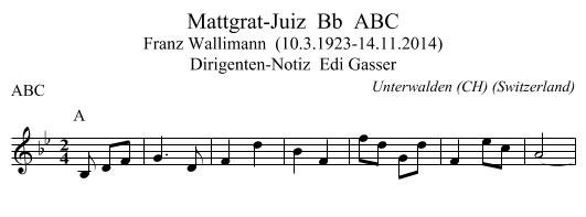 Mattgrat-Juiz  Bb  ABC - staff notation