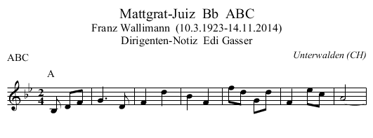 Mattgrat-Juiz  Bb  ABC - staff notation